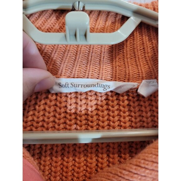 Soft Surroundings Sweater Womens Petite Medium Orange Ribbed Tunic Button Neck - Picture 4 of 9